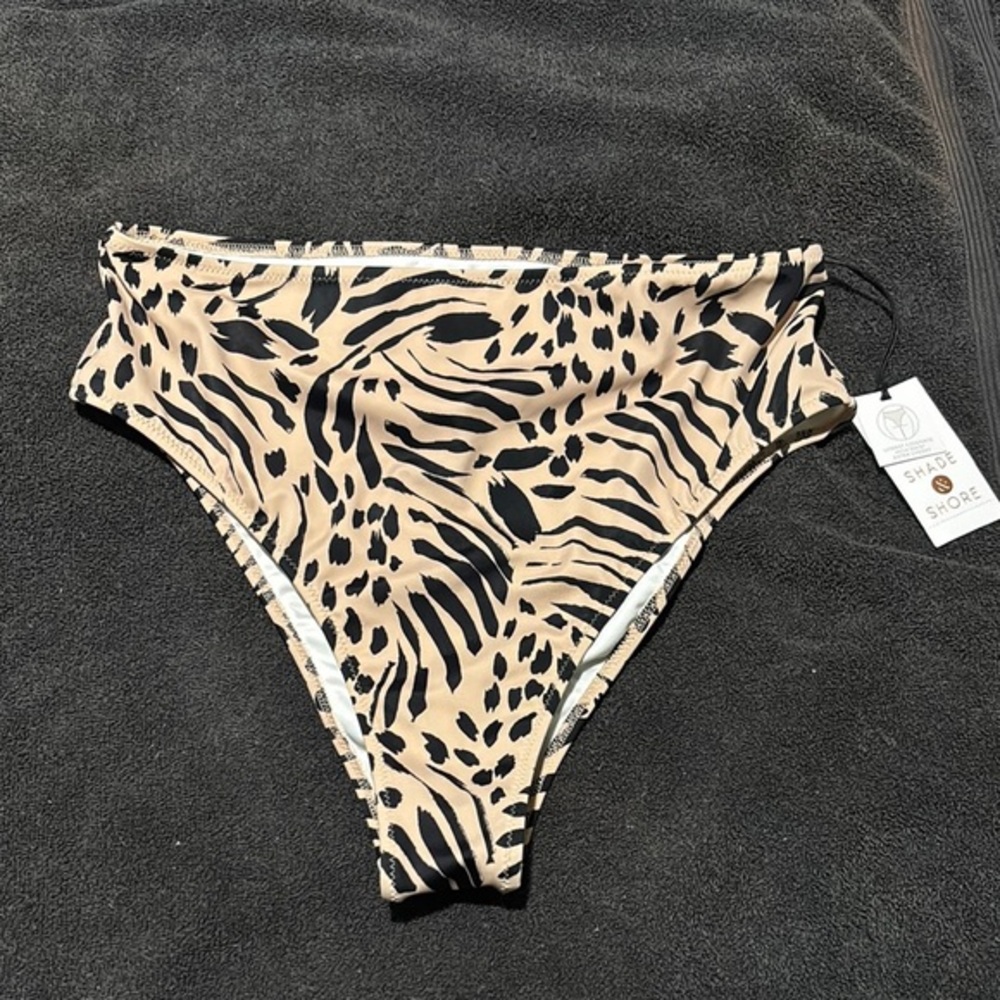 NWT Boho Animal Print High-Waisted Bikini Bottom Size Small 4-6